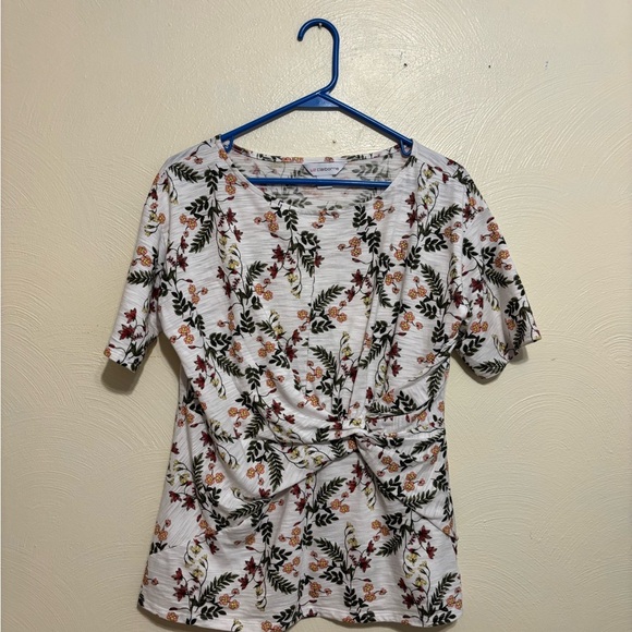 Liz Claiborne White Cream Tie Front Fitted Blouse - Picture 1 of 8